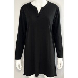 Duluth Trading Co Women’s Black Long Sleeve Tunic Top XL Pockets Cotton Blend